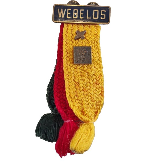 BSA Cub Scouts Webelos Rank Tri Color Ribbons Awards Badge S1 With 2 Pins - Picture 1 of 3